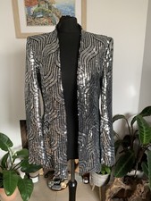 Blazer giacca paillettes imbottito spalla argento Zara nuovo - taglia small raro - trinny
