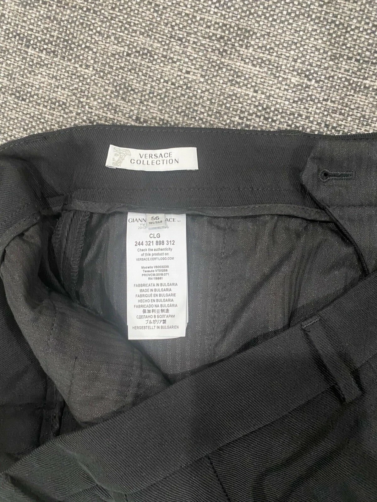 Versace Collection NUOVO Pantalone Uomo Nero Europeo Taglia 56 U.S. Taglia L