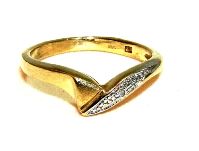 Diamantring Gr 50 Gelbgold 8kt Diamant 0,005ct eleganter Damen Ring - Bild 1 von 4