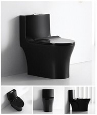 Black Modern One Piece Toilet with Dual Flush - Verona - Gloss Black