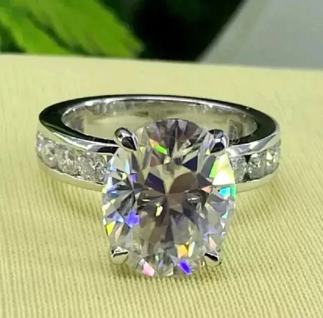 4.00CT Oval Cut Lab Created Diamond Halo Engagement Ring 925 Sterling Silver