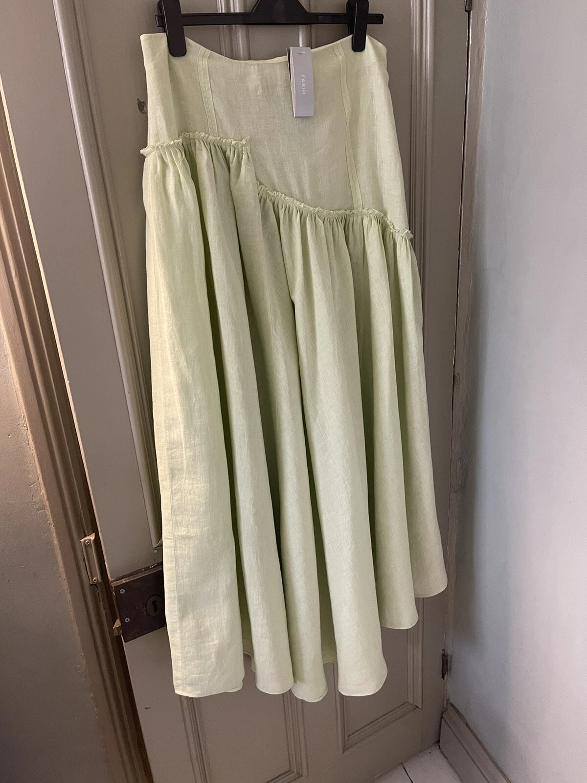 Ladies Nicole Farhi 100% Linen Maxi Skirt Pale Green Size UK12 Never Worn