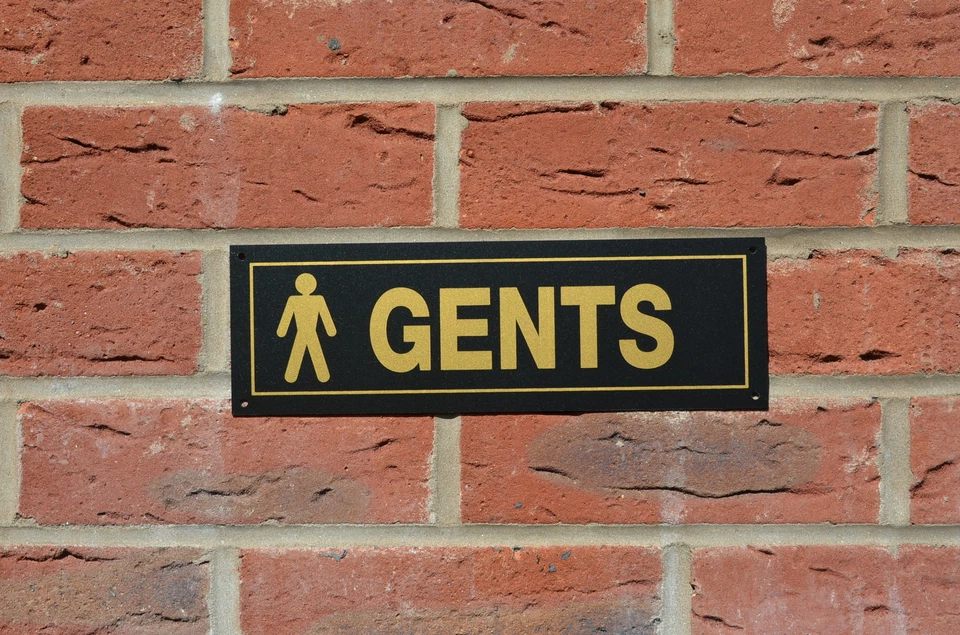 GENTS door sign or sticker black & gold 270mm x 85mm toilet changing room gym