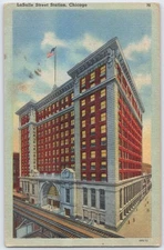 Vintage LaSalle Street Station Chicago Linen Postcard by Tichnor Bros