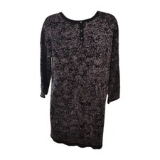 Simply Vera Wang Womens Sweater Dress Size S Black Silver Metallic Sparkly 