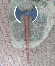 Handmade Carbon Steel Double Head Viking axe With Leather Sheath Battle Ready