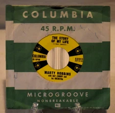 MARTY ROBBINS - THE STORY OF MY LIFE - ORIGINAL COLUMBIA SLEEVE VINYL 45 VG+