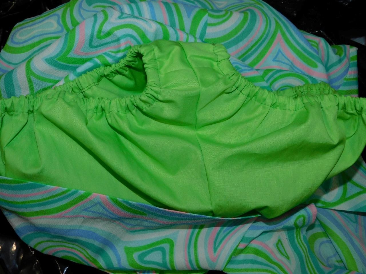 Vtg 60s Gabar XS Green Pink Purple Romper Beach Swimsuit One Piece Psychedelic