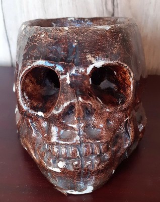 Vintage Gothic Mensch Schädel Realistisches Modell Aschenbecher 80er Jahre