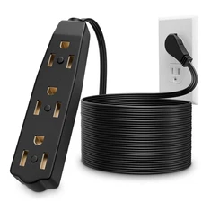 Extension Cords 3 Prong Black 10 Ft for Indoor Use by - UL-Listed 3-Prong Multip