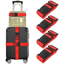 vivinin 4 Pack Luggage Straps, Luggage Belt with Buckle Closure, Adjustable L...