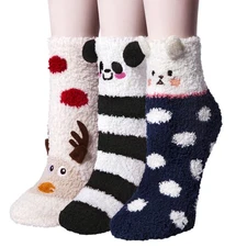 3 Pairs Womens Fuzzy Socks Winter Warm Fluffy Soft Slipper Home Sleeping Cute...