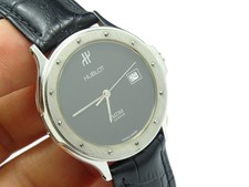 HUBLOT MDM Men's 36mm Classic Black Dial Leather Designer Wristwatch