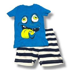 The Children's Place Boys Pajama Set Size 4 Monster Top  Stripe Shorts NEW Flaw