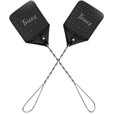 2 Pack Sturdy Leather Fly Swatter - 17.5” Heavy Duty Flyswatter with Durable ...