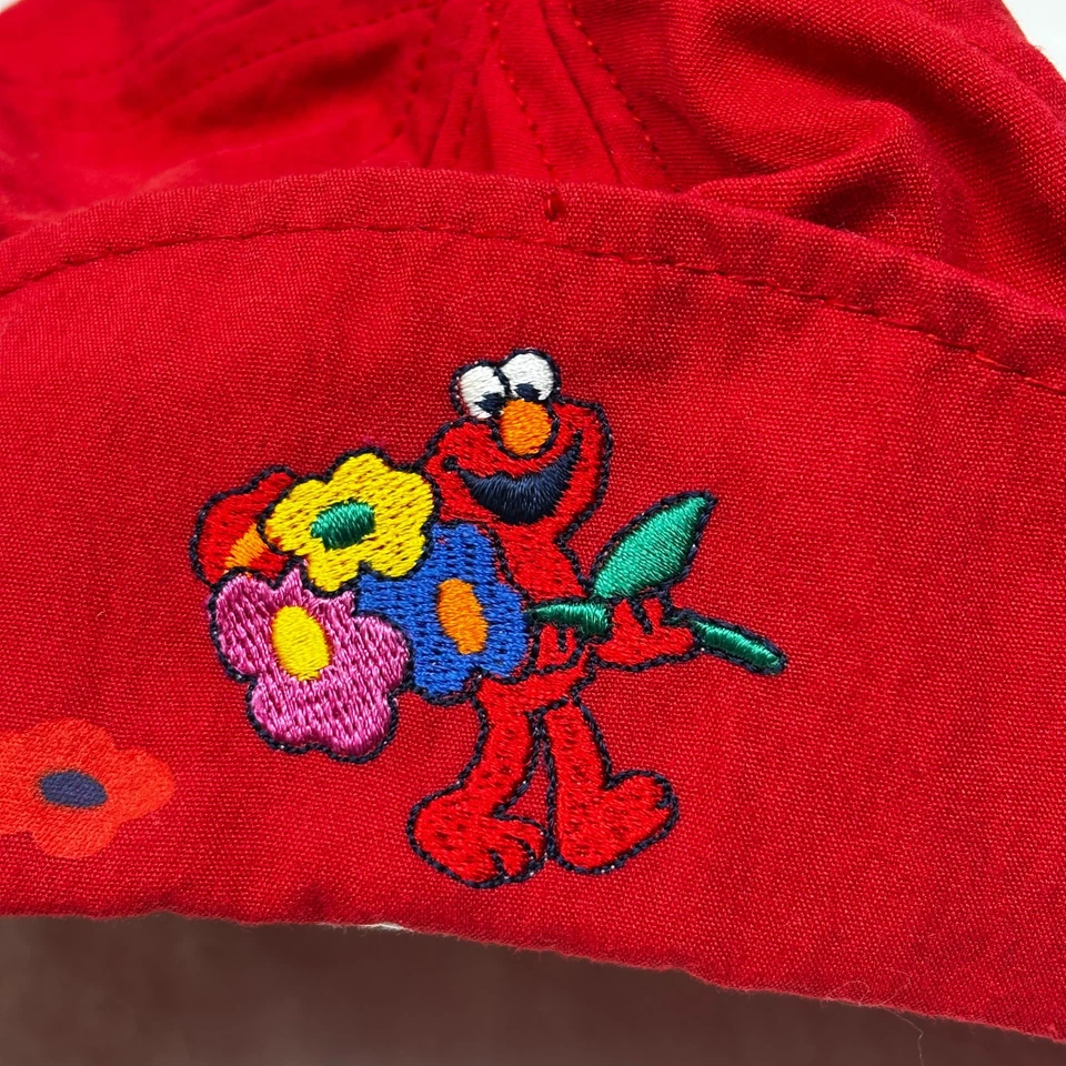 Vintage Sesame Street Elmo Bucket Hat Baby Toddler Red Flowers 90s Y2K - Image 2 of 4