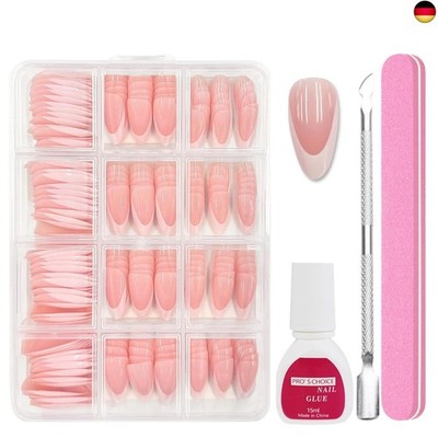240 Stück French Press On Nails Medium Almond - Französisch Falsche Nägel Zum Au