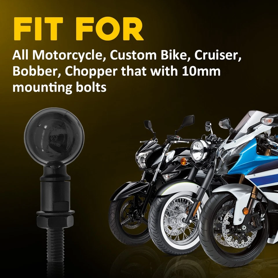 2X Black Motorcycle Turn Signal Lights Mini Bullet Blinker Amber Indicator Light - Image 4 of 4