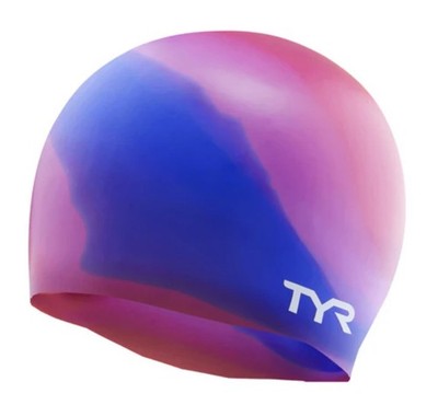 NEW TYR Graphic Silicone Swim Cap 100% Hypoallergenic Pink and Blue