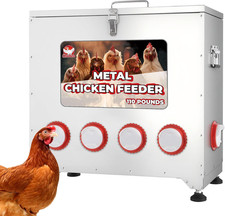 110 Lbs Chicken Feeder No Waste-10 Port Large Chicken Feeder with Adjustable Hei