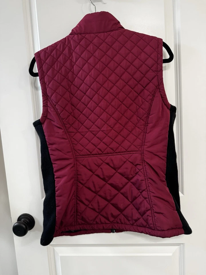Andrew Marc Mujer Chaleco Acolchado Puffer Cremallera Completa Rojo Borgoña Talla M Foto 2 de 4
