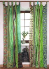 Seidiger Vorhang / Gardine ( 1 Stk.) Gardine aus Patchwork Sareestoff, Unikat -