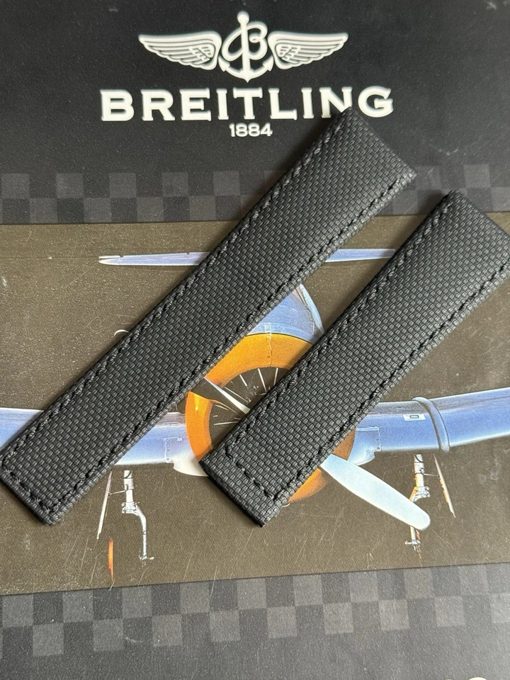 New Breitling Black Canvas Deployant Strap 24-20MM Strap Width 120/80MM Length - Image 3 of 4
