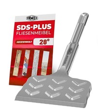 FAMEX SDS Plus Fliesenmei&szlig;el 165mm x 75mm extra breit und robust abgewinkelt 28&deg;