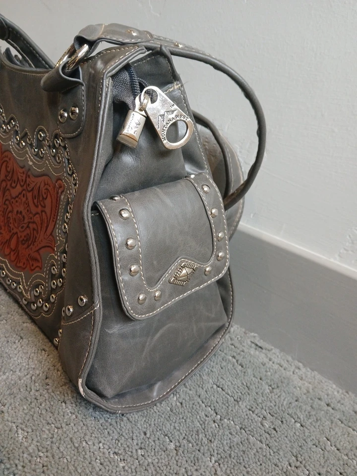 Montana West Bolso de Mano Oculto Gris y Rojo Western Foto 4 de 4
