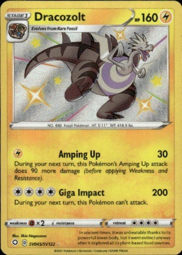 Dracozolt SV045/SV122 Shiny Rare Shining Fates Shiny Vault Pokemon Near Mint