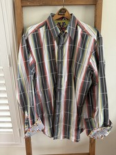 Robert Graham Striped Flip Cuff w/ Fish Button Front Shirt LOUD XL