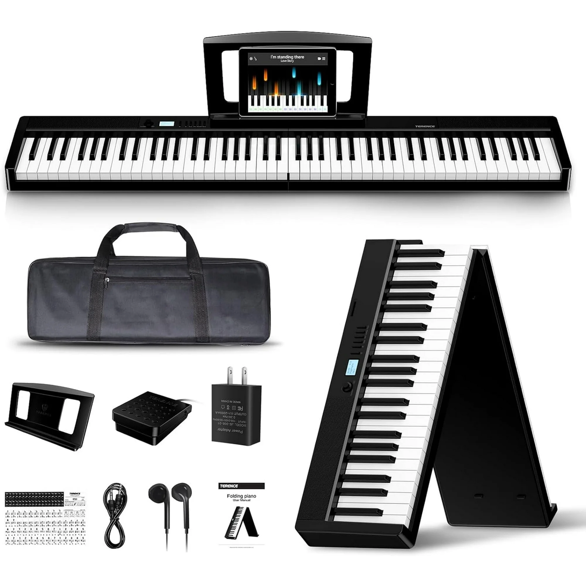 Terence 88-Key Folding Digital Piano Keyboard 2X5W Speakers | eBay