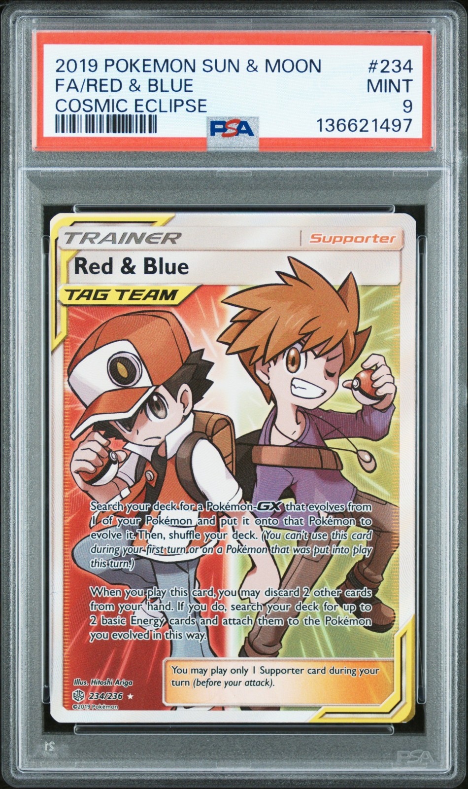 2019 Pokemon Cosmic Eclipse - Red & Blue FA Full Art #234 - PSA 9