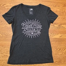 North Face M Never Stop Exploring T-Shirt Short Sleeve V-Neck Slim Fit Gorp Core