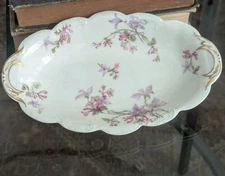 Vtg Haviland France  Limoges Serving Bowl Geo V Millar Co Scranton PA Floral Art