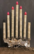 Vintage 1950s Mirostar 7-Light Gold Mesh Electric Candle Candelabra Candolier 