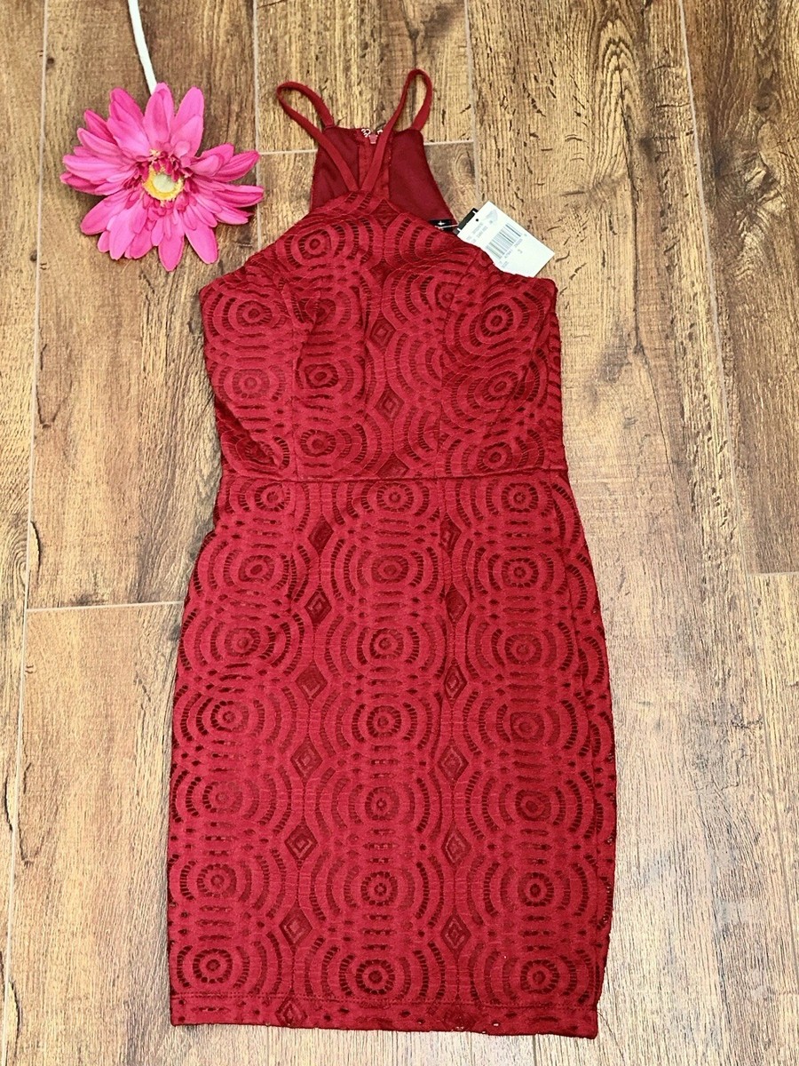 Xtraordinary Woman's Dark Red Semi-formal Red Halter Lace