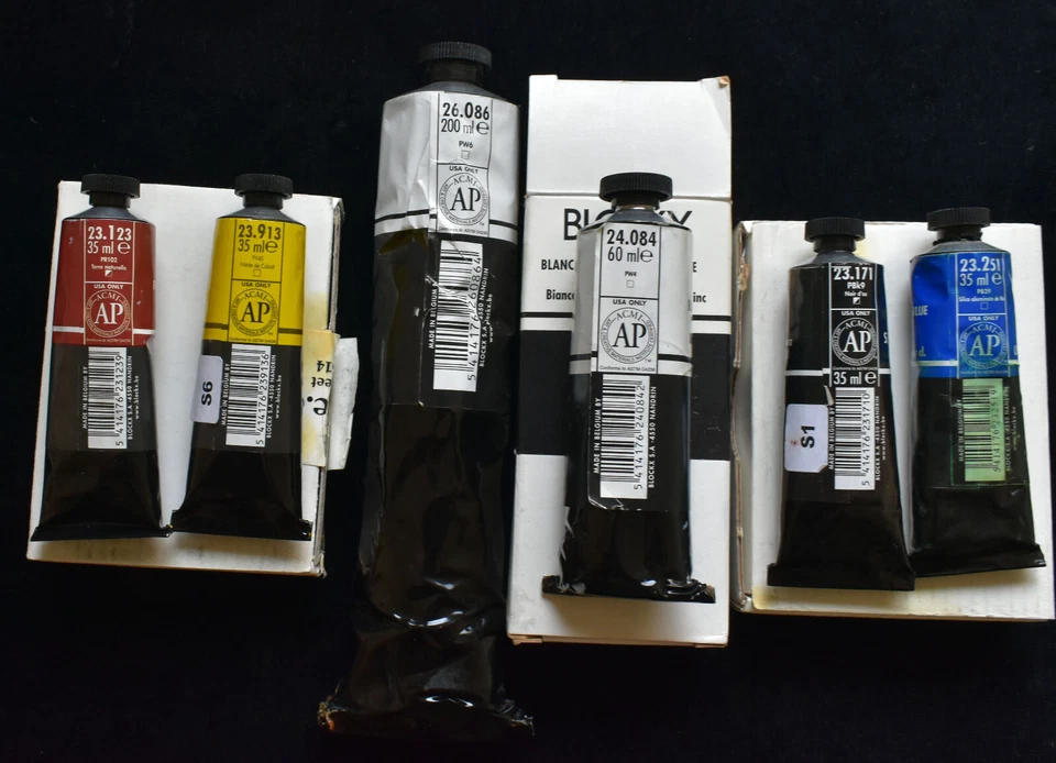 Blockx Oil Paint. 6 tubes. Four-35 ml. Tubes. 1-200ml. Titan. Wht. 1-60ml. Zinc - Image 2 of 2