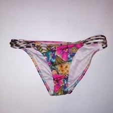 Victoria Secret Swim Bikini Bottom XS Strappy Floral Leopard Shimmer Colorful