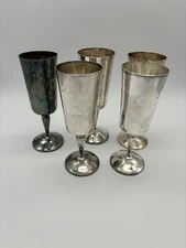5 Roma S L Spain Wine Champagne Silver Plated Goblets Flutes