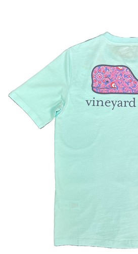 Vineyard Vines Youth's Blue Island Paradise T-Shirt Paisley Floral Whale (S01) - Picture 9 of 12