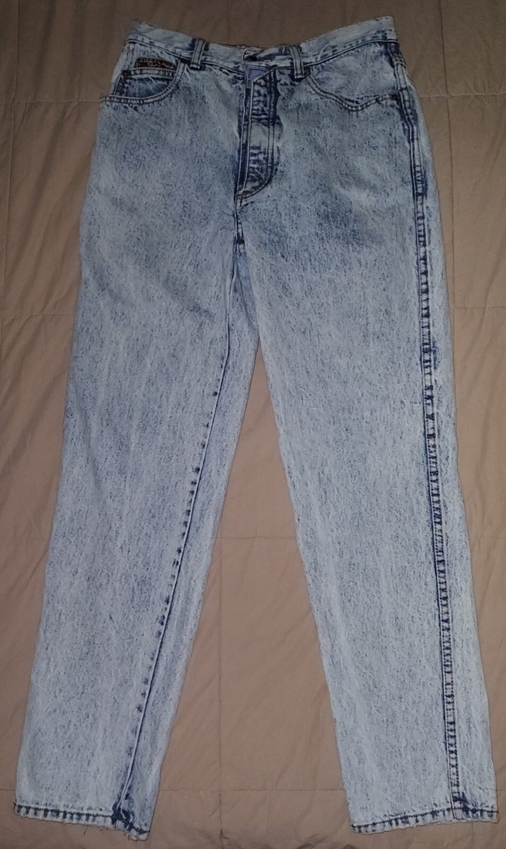 VTG 80s BUGLE BOY BASIC ACID WASH JEANS MENS 30 S ROCK GLAM  TAPERED US