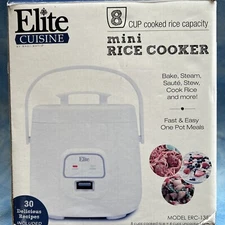 Mini Rice Cooker Bake Steam Saute Stew 8 Cup by Maxi-Matic * White