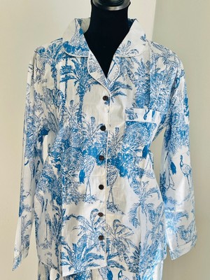 Hand Block Print Pajamas, Floral Pure Cotton Pajamas Set Indian Night Wear Dress