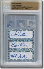 Chris TILLMAN Yung-Chi CHEN Michael SAUNDERS Autograph Rookie Auto Plate BGS 1/1