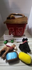 FAO Schwarz Soft Plush Kids Red 12 Horse Barn Toy With Horses And Accessories