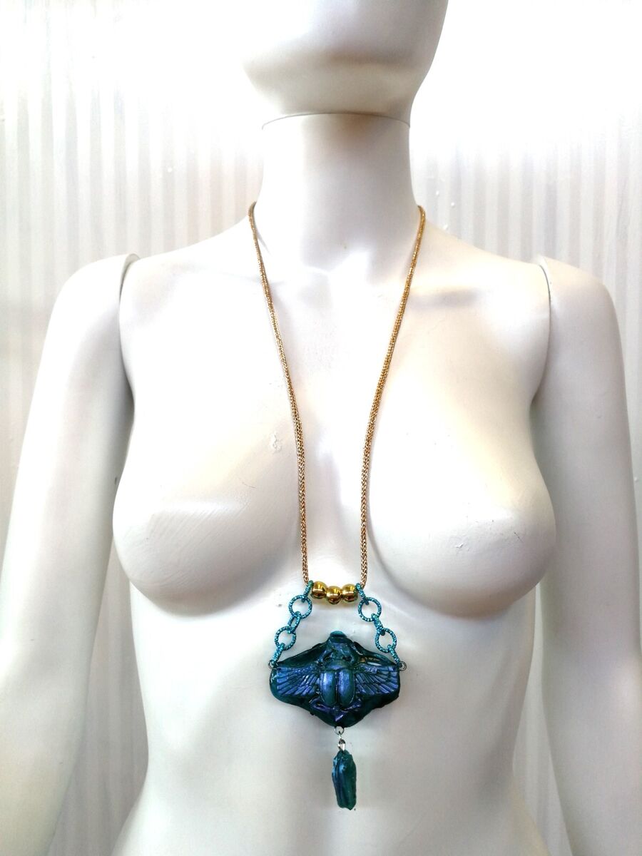 Beetle Scarab Egyptian Mummy Goodess Pendant Necklace Beetle Scarab Egyptian Mummy Goodess Pendant Necklace