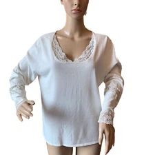 Y2k Victor Costa Occasion White Top Lace Beads Stretch Size L Coquette Girl