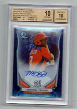 2014 Bowman Chrome Bubble Refr Michael A Taylor Autograph 83/99 BGS 10  Auto