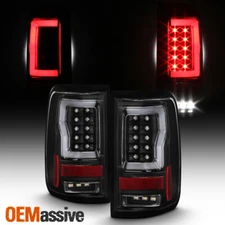 For 2004-2008 Ford F150 Styleside V2 Light Bar LED Black Tail Lights LH+RH Pair